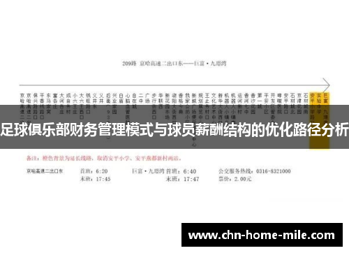 足球俱乐部财务管理模式与球员薪酬结构的优化路径分析