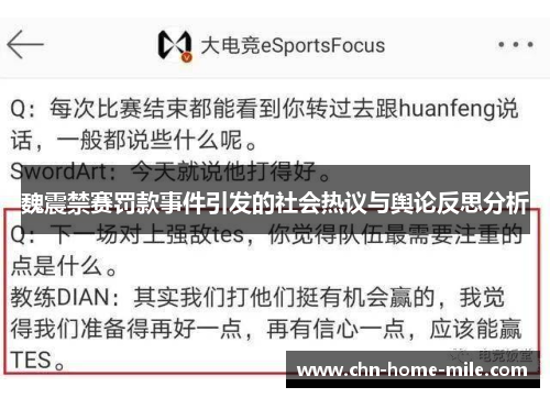 魏震禁赛罚款事件引发的社会热议与舆论反思分析
